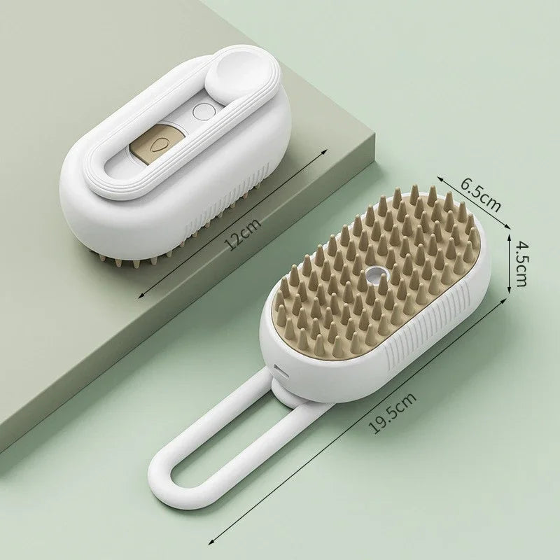 3-in-1 Electric Steam Pet Brush — Essential Oil Spray, Massage & Hair Removal for Dogs & Cats