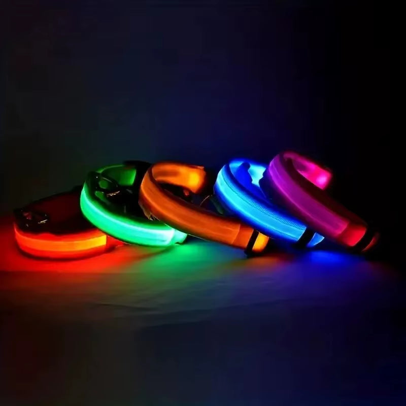 LED Glow-in-the-Dark Dog Leash & Collar Set – Nylon Night Safety Luminous Fluorescent Pet Lead
