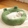 Frog-Shaped Plush Pet Nest – Warm Winter Dog Den & Cat Villa Semi-Enclosed Kitten Puppy House