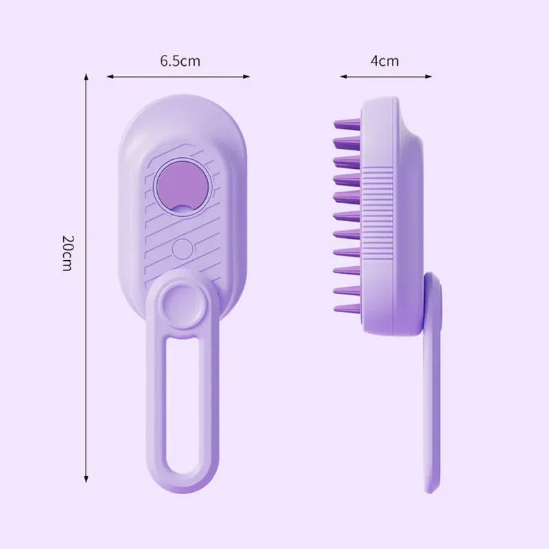 3-in-1 Electric Steam Pet Brush — Essential Oil Spray, Massage & Hair Removal for Dogs & Cats