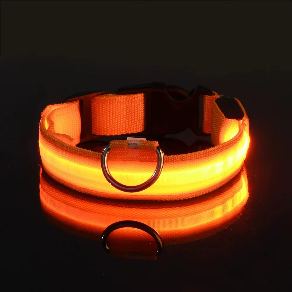 LED Glow-in-the-Dark Dog Leash & Collar Set – Nylon Night Safety Luminous Fluorescent Pet Lead