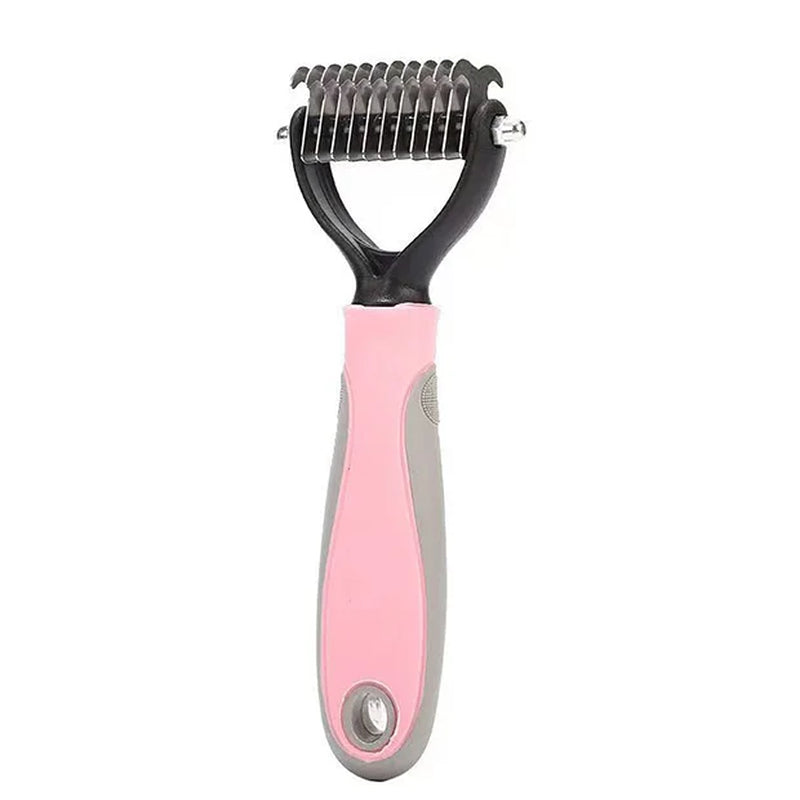 Professional Pet Deshedding Brush – Dog & Cat Hair Remover Comb with Knot Cutter for All Coat Types