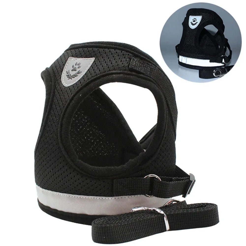 Escape-Proof Cat Harness & Leash Set – Adjustable Reflective Mesh Vest for Cats, Kittens & Small Dogs