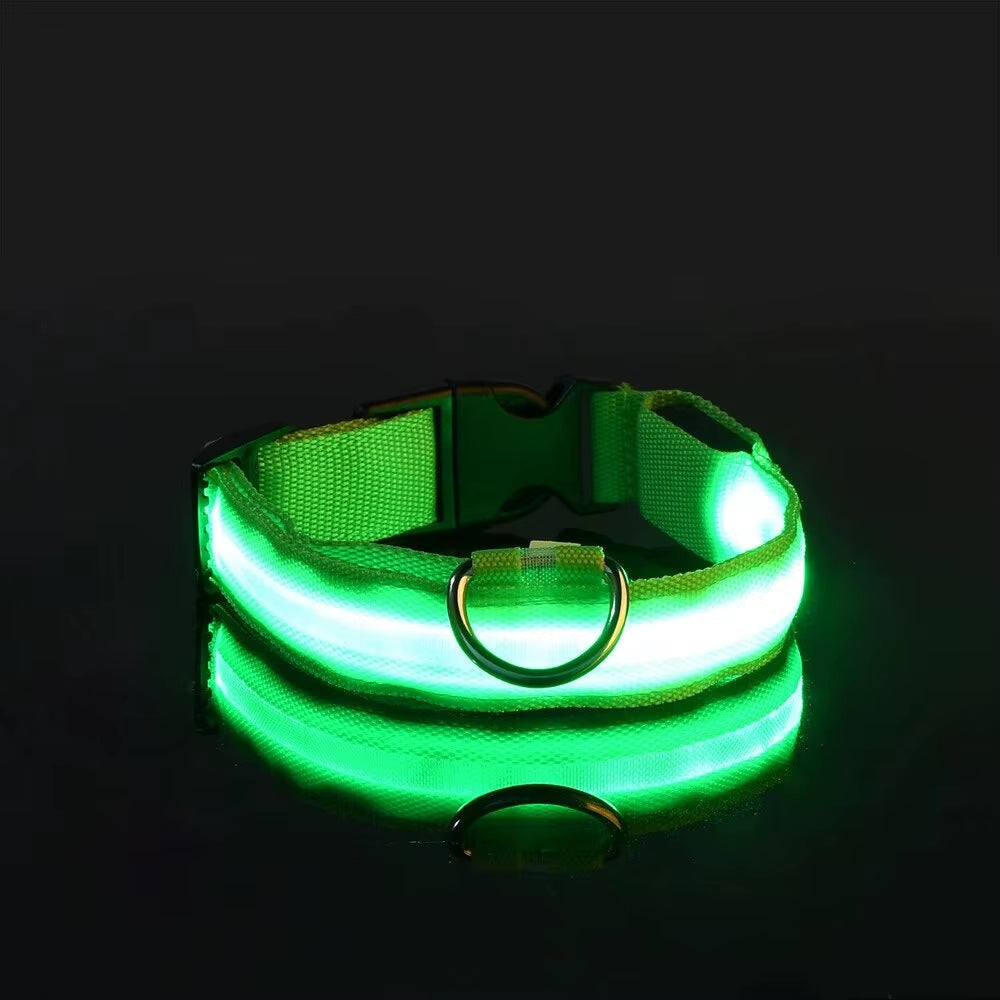 LED Glow-in-the-Dark Dog Leash & Collar Set – Nylon Night Safety Luminous Fluorescent Pet Lead