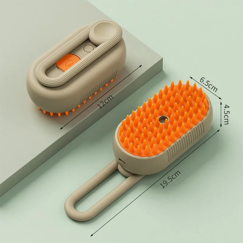3-in-1 Electric Steam Pet Brush — Essential Oil Spray, Massage & Hair Removal for Dogs & Cats