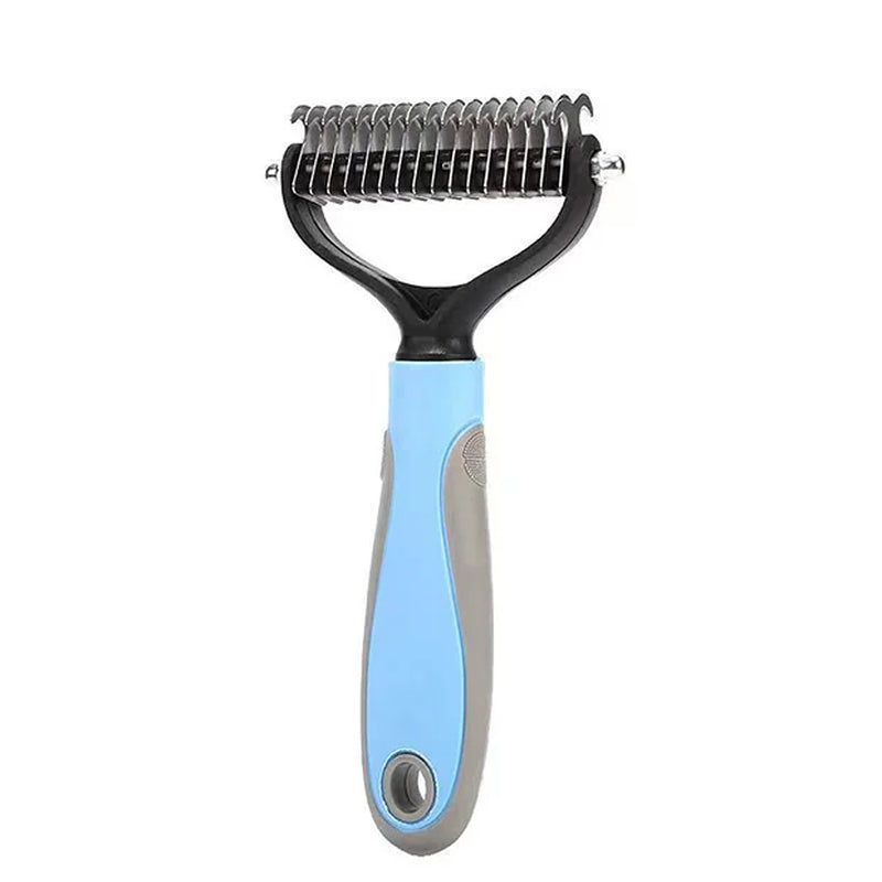 Professional Pet Deshedding Brush – Dog & Cat Hair Remover Comb with Knot Cutter for All Coat Types