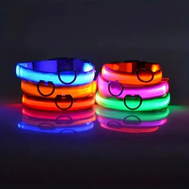 LED Glow-in-the-Dark Dog Leash & Collar Set – Nylon Night Safety Luminous Fluorescent Pet Lead