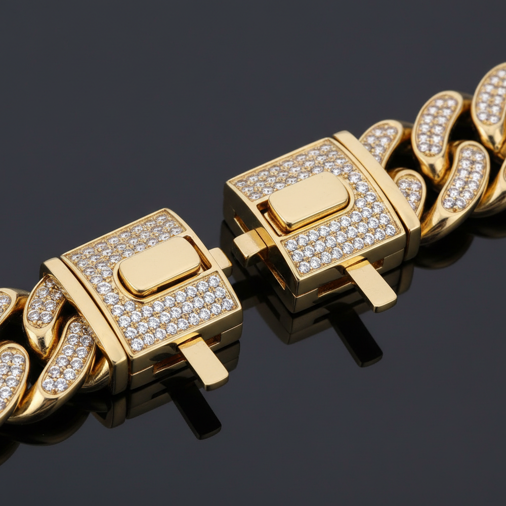 Luxury Cuban Link Dog Collar – Gold & Silver Diamond Chain Necklace for Pets