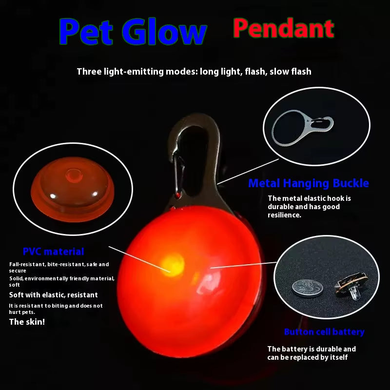 LED Luminous Glowing Dog & Cat Collar – Night Safety Pendant Necklace with Bright Light Decoration