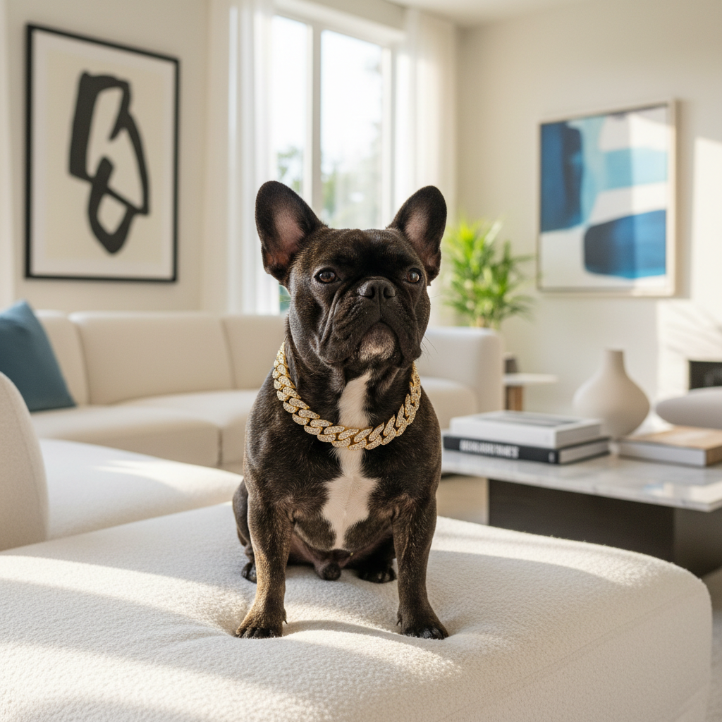 Luxury Cuban Link Dog Collar – Gold & Silver Diamond Chain Necklace for Pets