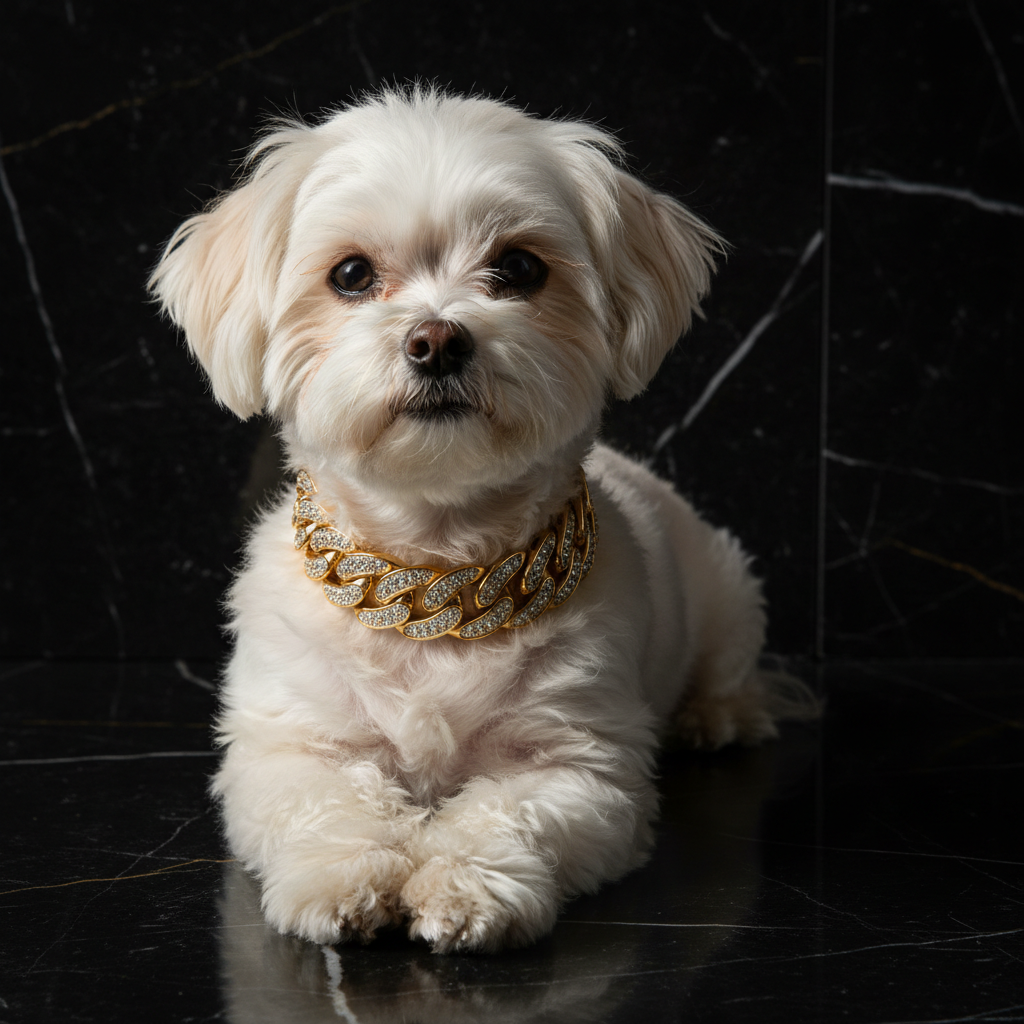 Luxury Cuban Link Dog Collar – Gold & Silver Diamond Chain Necklace for Pets