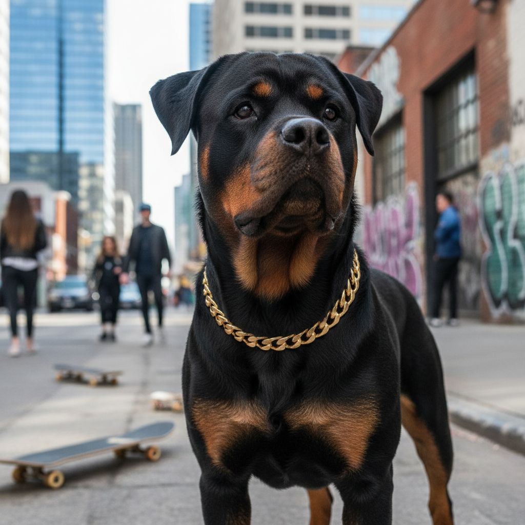 Luxury Cuban Link Dog Collar – Gold & Silver Diamond Chain Necklace for Pets