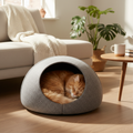 Donut Cat Tunnel Bed & Cave – Natural Felt Pet House with Interactive Toy for Cats