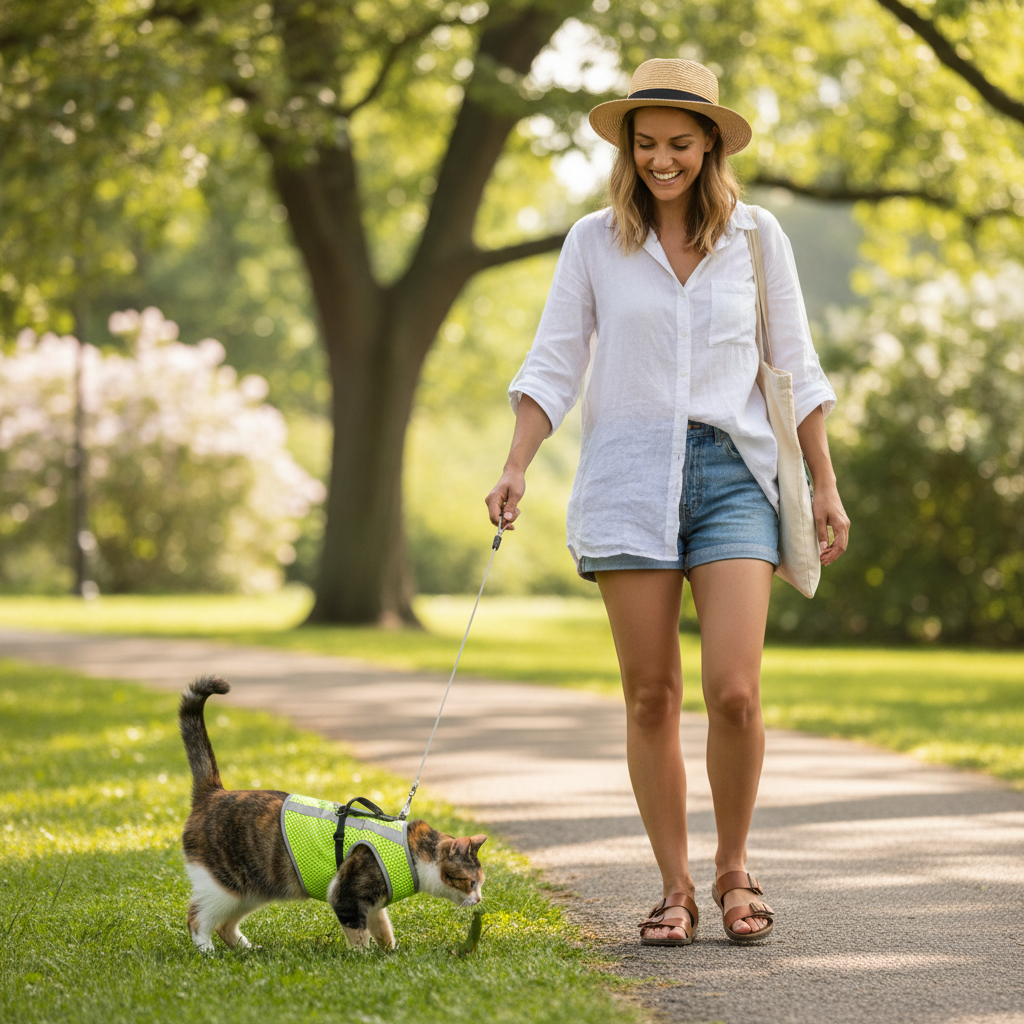 Escape-Proof Cat Harness & Leash Set – Adjustable Reflective Mesh Vest for Cats, Kittens & Small Dogs
