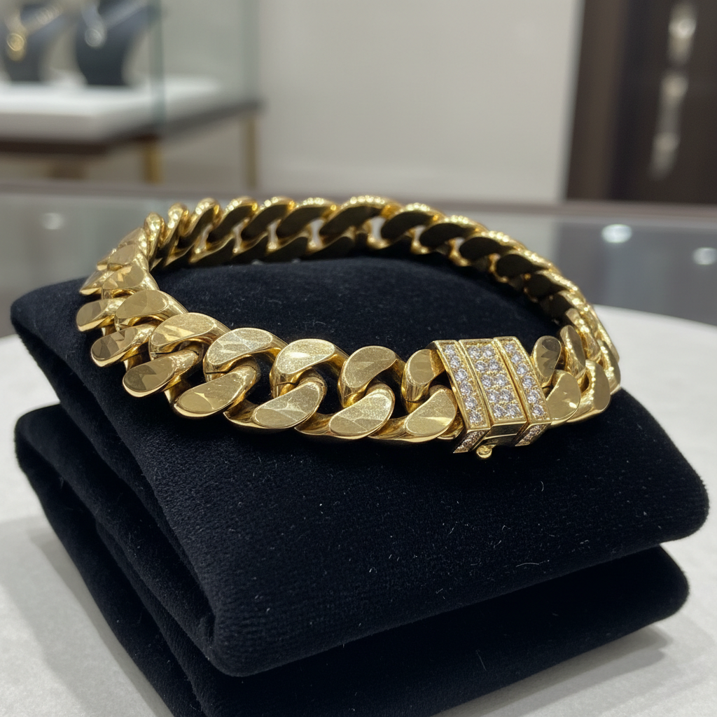 Luxury Cuban Link Dog Collar – Gold & Silver Diamond Chain Necklace for Pets