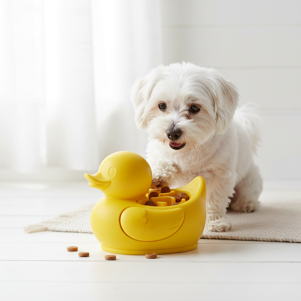 Duck-Shaped Dog Puzzle Toy & Slow Feeder Bowl — Mental Stimulation for Dogs & Cats