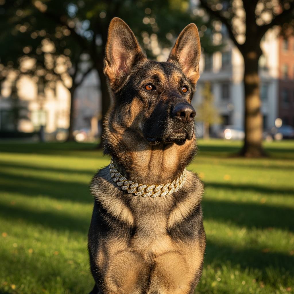 Luxury Cuban Link Dog Collar – Gold & Silver Diamond Chain Necklace for Pets