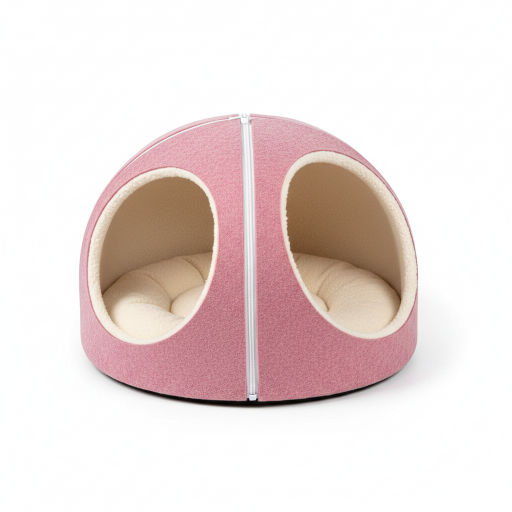 Donut Cat Tunnel Bed & Cave – Natural Felt Pet House with Interactive Toy for Cats