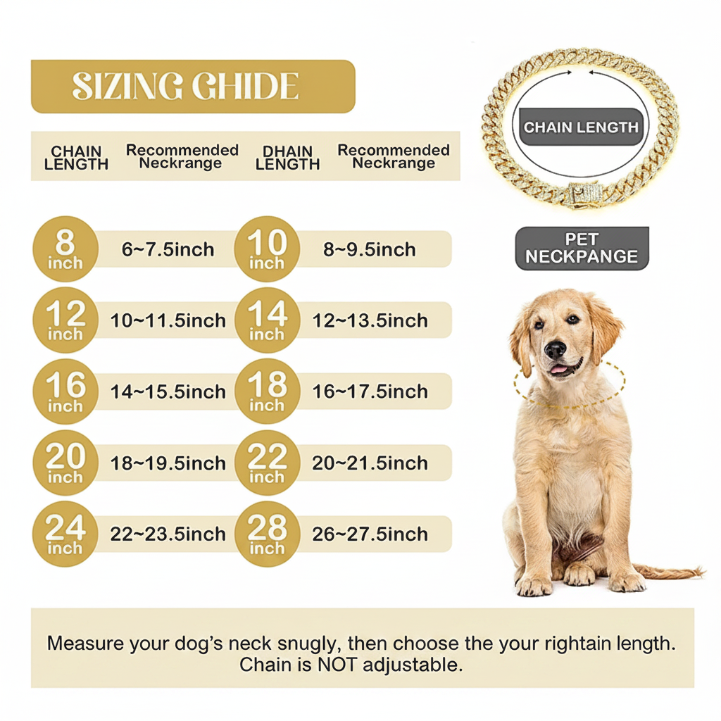 Luxury Cuban Link Dog Collar – Gold & Silver Diamond Chain Necklace for Pets