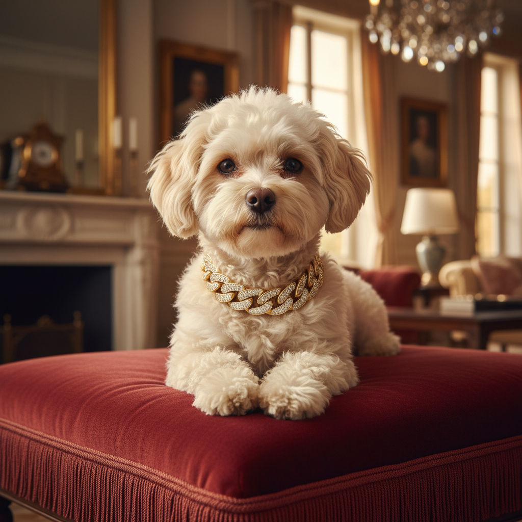 Luxury Cuban Link Dog Collar – Gold & Silver Diamond Chain Necklace for Pets